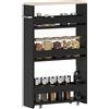 kleankin Carrello di stoccaggio a 3 piani carrello portaoggetti con ruote e maniglia - 48 x 15 x 80 cm nero