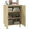 HOMCOM Buffet alto mobile di archiviazione design bohémien doppie ante con 3 ripiani in midollino - 73 x 41 x 102 cm