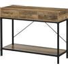 HOMCOM Consolle tavolo d'appendere d'ingresso industriale 3 cassetti 1 ripiano effetto legno 100 x 35 x 76,5 cm marrone chiaro nero