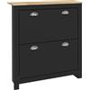 HOMCOM Armadio per scarpe 2 ante ribaltabili 2 scomparti maniglie a conchiglia in metallo 79 x 23 x 90,5 cm nero rovere