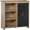 HOMCOM Buffet Industriale - Mobile da Salotto con 3 Nicchie Armadio - in Legno e Porta in Metallo Nero
