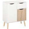 HOMCOM Buffet Meuble de Rangement Design scandinave 2 armadi cassetto Coulissant Legno Bianco rovere Chiaro