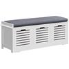 HOMCOM Mobiletto porta scarpe con 3 cassetti e cuscino seduta rimovibile, dim. 108l x 35P x 43H cm, bianco