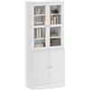 HOMCOM Mobile Libreria con 2 Armadietti, Ripiani Regolabili e Ante in Vetro, 76x40x178.5 cm, Bianco | Aosom Italy