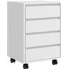 HOMCOM Cassettiera da Ufficio con 4 Cassetti e Ruote con Freno in Legno MDF, 46x40x65 cm, Bianco | Aosom Italy