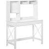 HOMCOM Scrivania con spazio di archiviazione, scrivania libreria in legno moderno con mensole e ampio piano per spazi ridotti ufficio a casa camera da letto, 105 x 50 x 137,5 cm, bianco