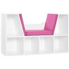 HOMCOM Libreria Panca 2 in 1 con 6 scomparti 3 Cuscini inclusi, Scaffale Design Contemporaneo, 102L x 30P x 61Hcm, Bianco Rosa | Aosom Italy