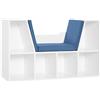 HOMCOM Libreria Bancali 2 in 1 Design Contemporaneo 6 scomparti 3 Cuscini inclusi 102L x 30P x 61A cm Bianco Blu