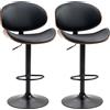 HOMCOM Set 2 Sgabelli da Bar con Schienale Regolabili in Altezza, Legno e Finta Pelle, 53x52x92-112 cm, Nero | Aosom Italy