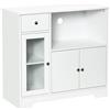 HOMCOM Mobile portamicroonde, buffet da cucina, armadio portaspezie, per cucina, sala da pranzo 90 x 40 x 82 cm vetro temperato e legno, bianco