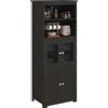 HOMCOM Credenza da cucina buffet vaisselier mobile da archiviazione multi-ripostiglio dim. 60L x 30P x 162H cm nero
