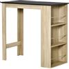 HOMCOM Tavolo da bar tavolo alto da cucina tavolo da bar - dim. 112L x 57P x 106H cm - 3 mensole - effetto rovere chiaro nero