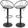 HOMCOM Set di 2 sgabelli da Bar Design neo-retro regolabili girevoli con Poggiapiedi in Metallo Nero Lino Grigio