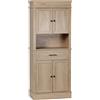 HOMCOM Credenza da cucina buffet con armadi, ripiani regolabili, cassetto e nicchia, stile moderno per sala da pranzo, soggiorno, 74 x 39,5 x 183 cm, quercia chiara