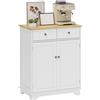 HOMCOM Credenza Bassa con Armadietto 2 Ante, Ripiani Regolabili e 2 Cassetti, Bianco e Legno | Aosom Italy