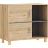 HOMCOM Mobiletto per il bagno, mobile di archiviazione con vani aperti e armadio, dim. 80 x 35 x 70 cm, legno naturale
