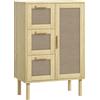 HOMCOM Mobile da bagno in stile bohémien con 3 cassetti e 3 mensole, frontale in rattan intrecciato, compatto, 55 x 30 x 82 cm