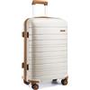 Kono Valigia rigida leggera da viaggio, Bianco panna, Medium 24 Inch, Valigia rigida media