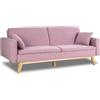 ZZ DON DESCANSO Don Descanso - Divano letto a 3 posti, modello Reine, tappezzato in tessuto, sistema apertura a libro o clic-clac, 206 x 74 x 83 cm, dimensioni del letto: 206 x 99 x 83 cm, con 2 cuscini (Rosa)
