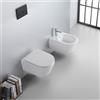 Yellowshop - Set coppia sanitari vaso rimless e bidet sospesi con coprivaso soft-close serie WOLLY
