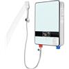 MINRS Scaldacqua elettrico istantaneo, scaldabagno da cucina con indicatore di temperatura digitale a LED e doccetta, scaldabagno doccia 0-55 ℃ 6500 W 220 V, protezione contro il lavaggio a secco per