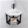 Nordivo Lavabo Angolare Con Mobile,Lavandini Ad Angolo Piccolo Per Bagno,Lavabo Bagno Angolare Sospeso,Lavabo Bagno Angolare Sospeso In Ceramica Bianca Lucida,Sospeso O Appoggio Montaggio(15in/38cm)