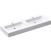 maimai Mai & Mai Lavabo da Appoggio 140x48x13cm, Lavandino Bagno Colossum830 Lavabo da Marmo Fuso, due Fori per la Rubinetteria, Bianco lucido