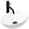Rea Lavabo da Appoggio Pamela Mini Lavandino bagno 400 x 270 x 145 mm Ceramica (Bianco)