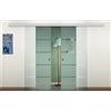 PORTE ITALIANE Porta scorrevole doppia anta in vetro a due ante contrapposte con maniglietta inox (90+90 x 210 cm) (VETRO RIGHE TRASPARENTI)