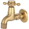 Garsent Rubinetto Acqua, Rubinetto a Muro in Ottone Massiccio Vintage a Parete, Rubinetto Singolo per Acqua Fredda per Cucina, Bagno, lavandino, Piscina per mop, ECC.(Corto)