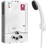 Oamger Scaldacqua a Gas, scaldabagno a gas propano GPL 6L con kit doccia, con modalità inverno ed estate, scaldabagno istantaneo senza serbatoio 16kw, per casa ed esterno (B)