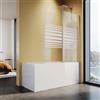 SUNXURY Parete doccia per vasca da bagno, 120 x 140 cm, decorazione a strisce trasversali, vetro smerigliato con stabilizzatore, vetro di sicurezza ESG da 5 mm