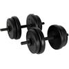 POWRX Manubri pesi 20 kg set (2 x 10 kg) + PDF workout (Nero)