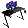 Baroni Home Scrivania Gaming per Computer Ergonomica con Supporto e Gancio Cuffie e Porta Bicchiere, Tavolo da Gioco in MDF e Acciaio, con Luci LED Multicolore,140x60 cm