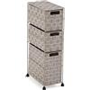 VERSA Nilo Mobile Ausiliario per Il Bagno, Scaffale da Bagno con 3 Ceste per la Conservazione, Dimensioni (al x L x An) 57 x 15,5 x 28 cm, Plastica Testurizzata, Beige