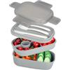 VINATO Lunch Box 1900ml Schiscetta Pranzo Per Adulti E Bambini, Porta Pranzo Ermetico A 3 Scomparti Con Posate, Ideale Per Ufficio, Scuola E Viaggi, Portapranzo Ufficio Senza BPA, Grigio