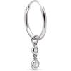 SINGULARU - Orecchino Singolo Cerchio Doppio Spark. Argento Sterling con Placcatura in Rodio e Zircone. Gioielli da Donna