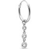 SINGULARU - Orecchino Singolo Cerchio Triplo Spark. Argento Sterling con Placcatura in Rodio e Zircone. Gioielli da Donna