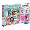 Clementoni Edukit Gabby's Dollhouse 4 in 1 - Collezione di giochi per bambini in età prescolare dai 3 anni in su, con 2 puzzle, gioco memo e puzzle a cubetti, 18319