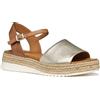 Geox D EOLIE C, Sandalo Piatto Donna, Lt Gold/Camel, 38 EU