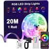 Anmossi Striscia LED 20 Metri,Strisce Led RGB con Bluetooth APP e Telecomando,Musica Sincronizza,Modalità Temporizzazione,la Adatto per Interni,Camera,Soggiorno,Feste e per la Decorazioni per la Casa