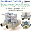 Ricambio Osmosi Inversa Elettrovalvola Serie R Doppia 180° - 220V. Ingresso 3/4 M, Uscita 2x 8 mm JG. Con Staffa in Plastica
