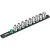 Wera 05005460001 Listello magnetico serie bussole C 4 Zyklop, attacco da 1/2, 9 pezzi, nero