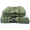 Lsharon Set di asciugamani premium in fibra di bambù, 3 pezzi (1 telo bagno, 2 asciugamani) - naturali, ultra assorbenti ed ecologici. Green