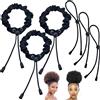Auto-Hi 6 elastici per capelli neri regolabili in seta antiscivolo extra large elastici in raso Ouchless stile lungo nero cravatte per capelli spessi/Loc Hiar&Natural ricci coda di cavallo titolari per