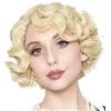 Siudus Parrucche corte bionde da donna 1920 Anni 1920 parrucca per capelli onda naturale sintetica resistente al calore Cosplay parrucca quotidiana