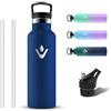 Grsta Borraccia Termica, Borraccia 500ml Senza BPA, Riutilizzabile Borraccia Bambini Acciaio Inox, Bottiglia Termica con Cannuccia, Senza Perdite Borracce Termiche per Viaggio, Palestra, Sport