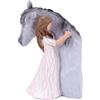 LUCKYBUNNY Statue di angelo custode di Truly a Friend, statuette scolpite a mano con ragazza che abbraccia cavalli, regali per amanti dei cavalli, regali cowgirl, regali per la perdita di cavalli