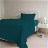 Italian Bed Linen COMPLETO LETTO PIAZZA E MEZZA NATURAL COLOR 100% Cotone - Prodotto in Italia - Sopra 180x300 cm, Sotto 120x200 cm, Federa 50x80 cm Tinta Unita - DoubleFace - Petrolio/Verde Bottiglia
