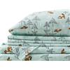 Comfort Spaces Lenzuola in flanella di cotone traspirante, calde e profonde con federa per cuscino, pieno, volpi marine, 4 pezzi